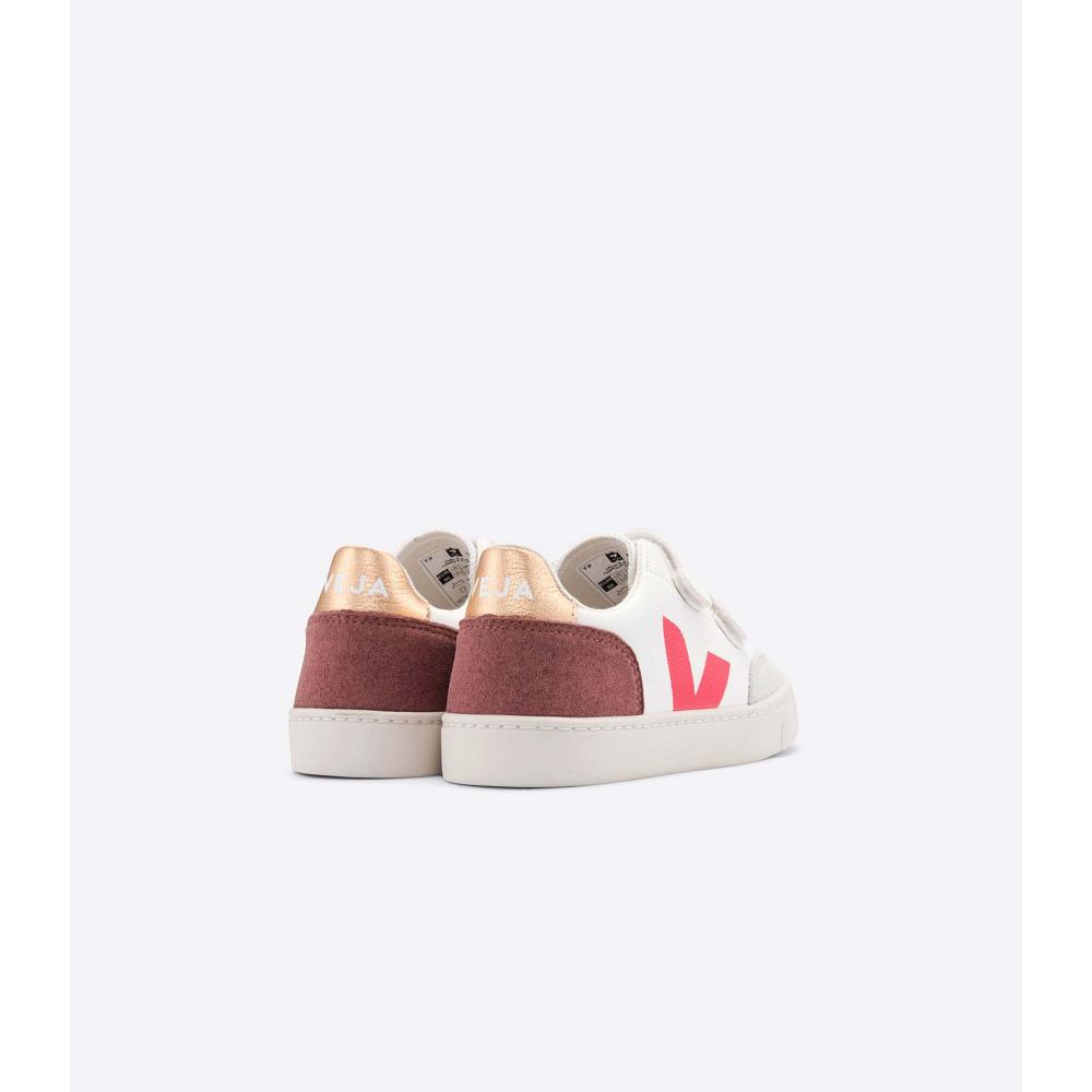 Kids' Veja V-12 CHROMEFREE Shoes White/Orange | SG 748LIS